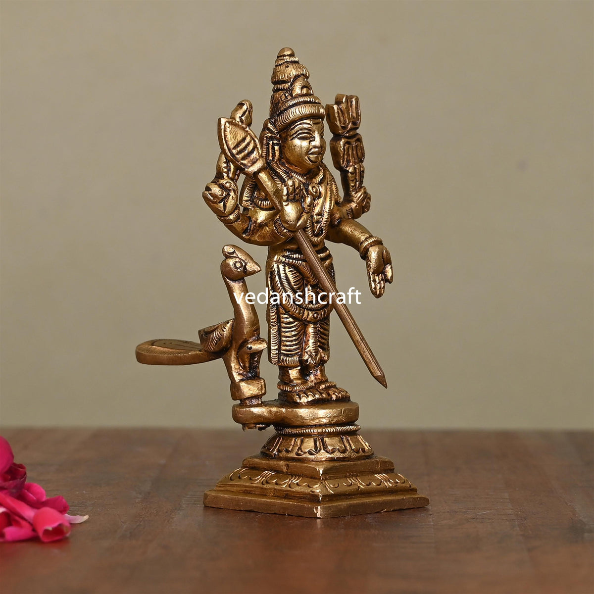 Brass Superfine Standing Lord Murugan/Kartikeya Idol (4")