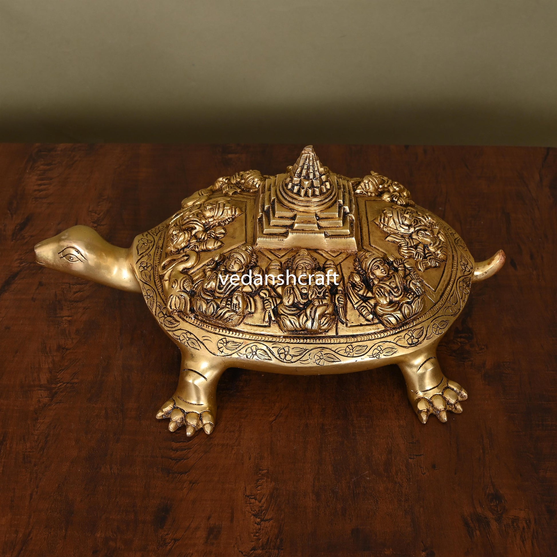 Brass Superfine Ashtalakshmi Shree Yantra Tortoise (6 Inch)
