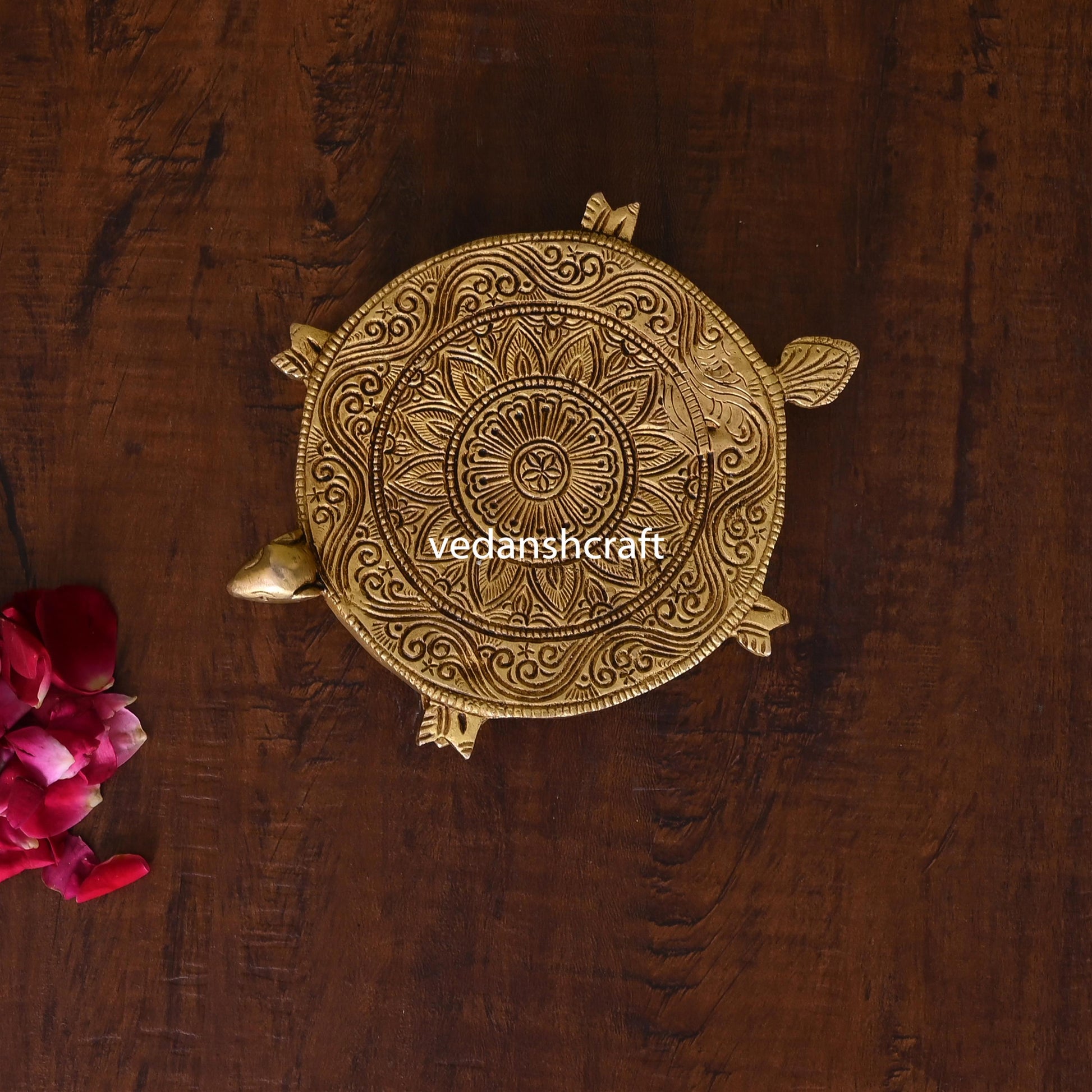 Brass Tortoise Pooja Chowki (4.5 Inch)