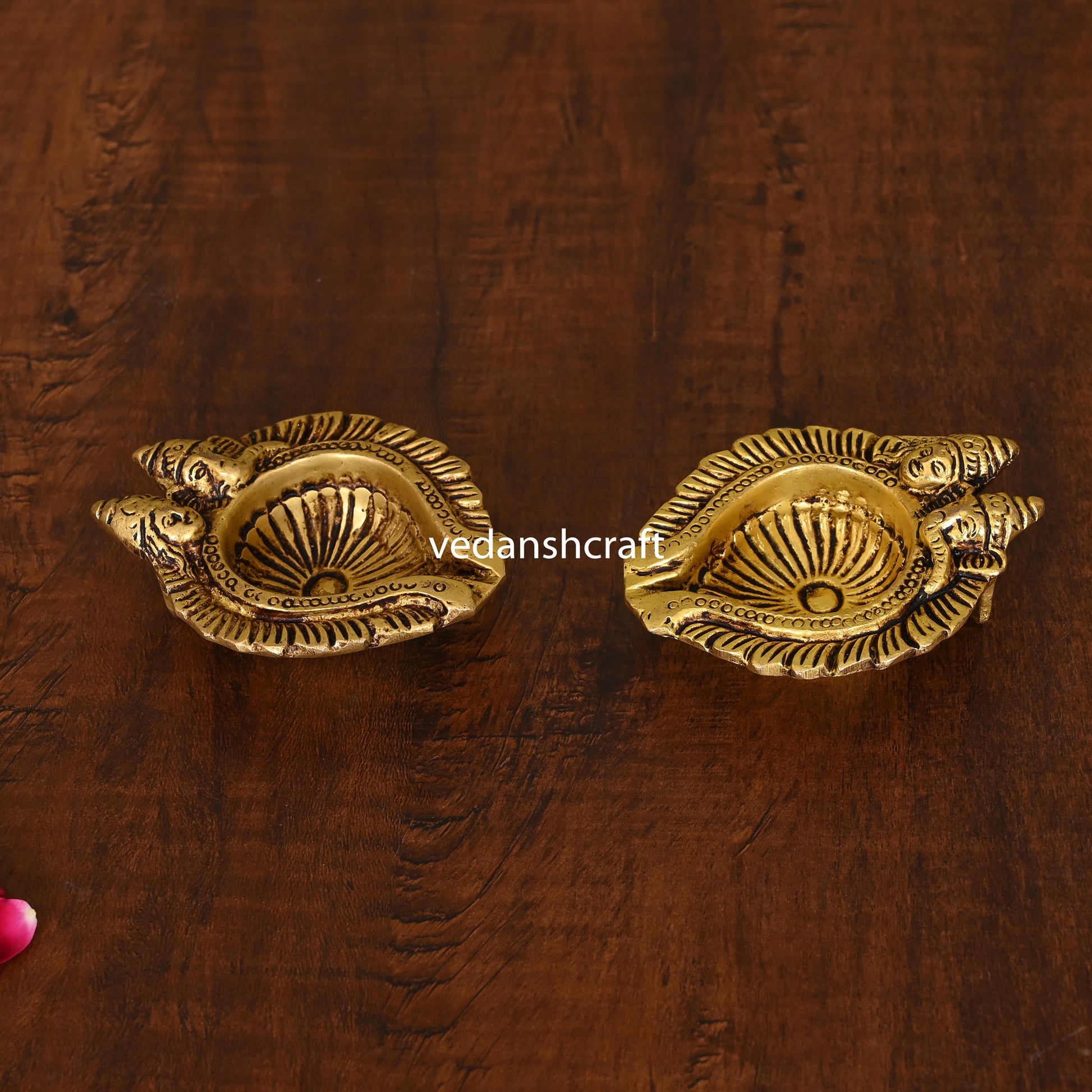 Brass Ganesha Lakshmi Diya Pair