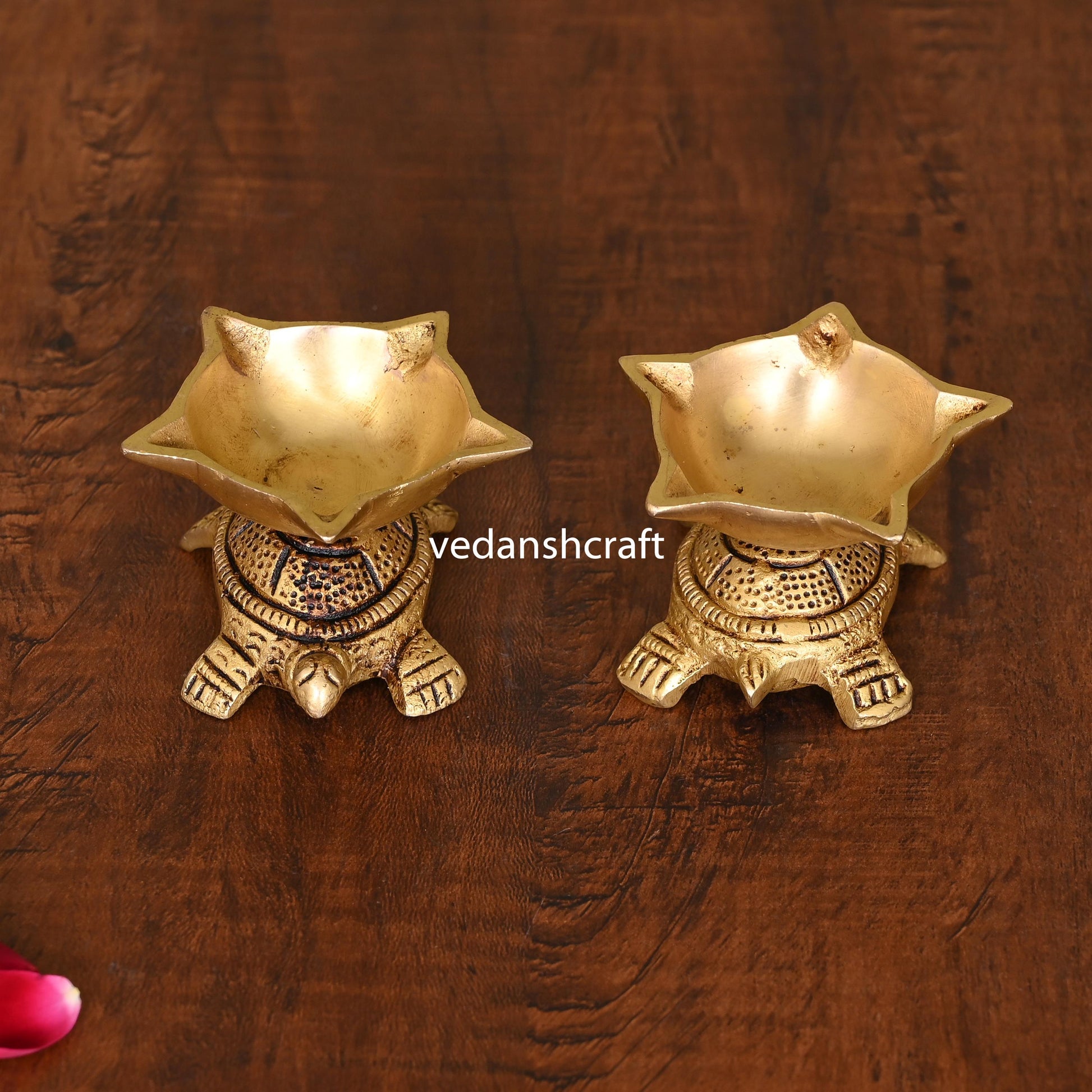 Brass Tortoise Oil Diya Pair (1.5 Inch)