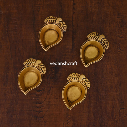 Brass Mango Shape Diya Set Of Four