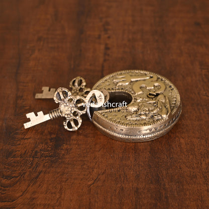 Brass Shiva Om Round Door Lock (3 Keys)