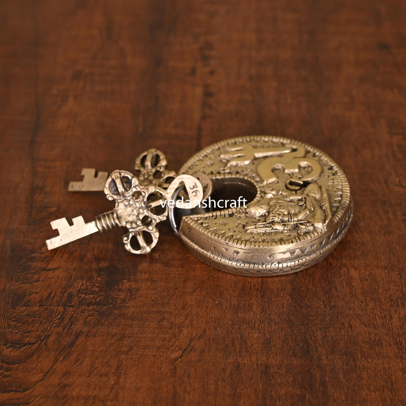 Brass Shiva Om Round Door Lock (3 Keys)