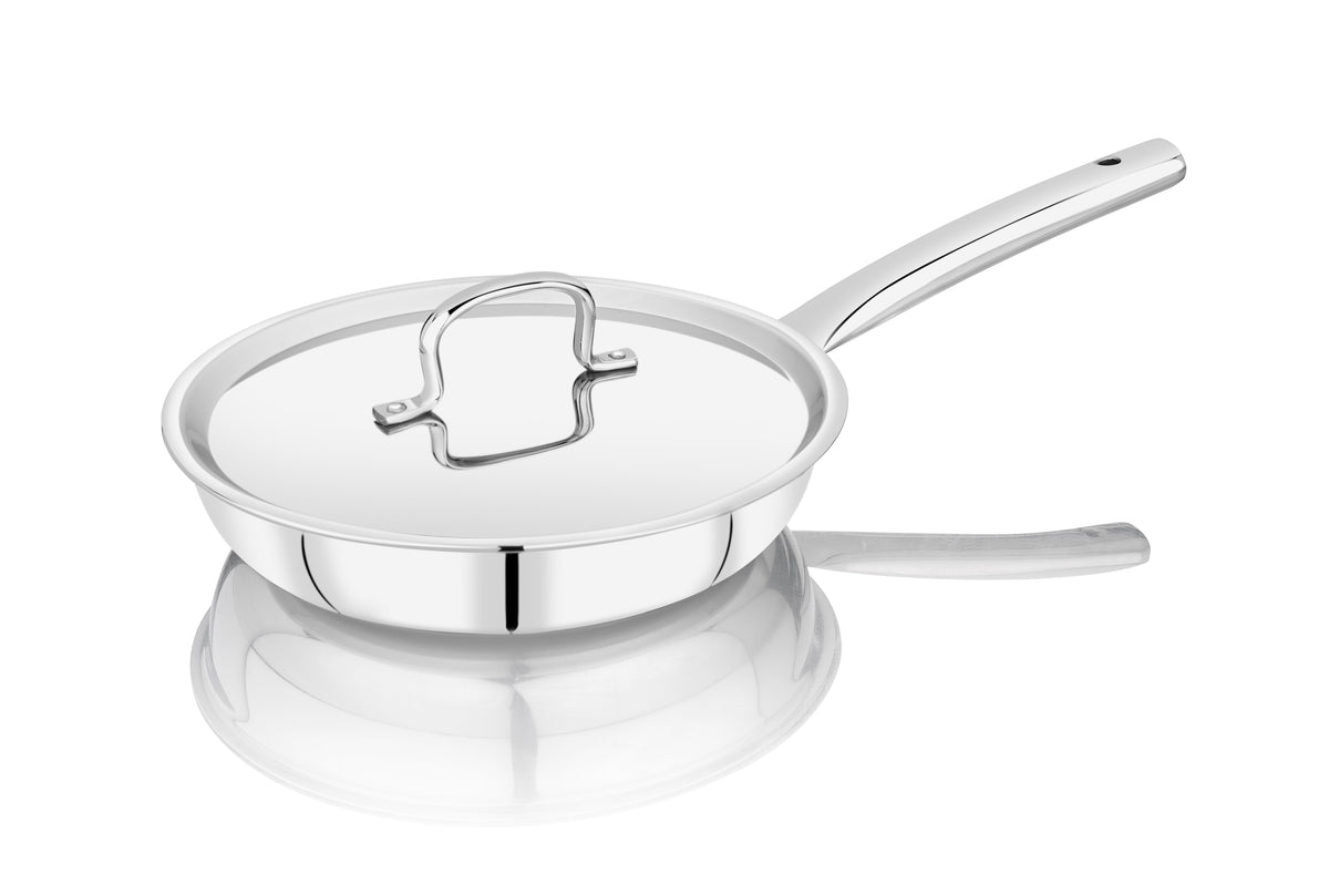Praylady Triplus+ Tri-ply Frypan With SS Lid | Gas & Induction Use | Chemical Free Cooking