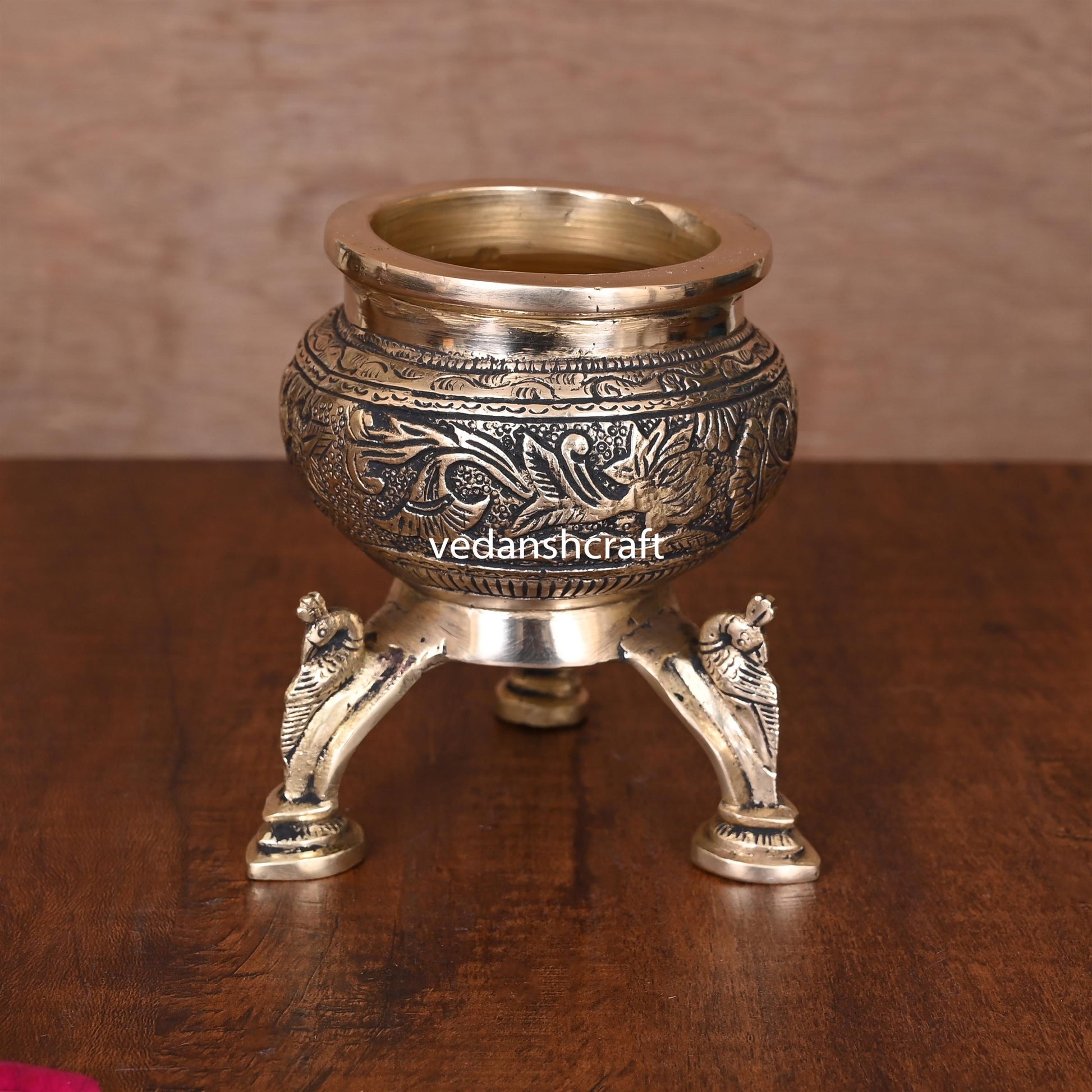 Brass Ganga Kalash with Stand – 4.5 Inch | Sacred Puja Vessel