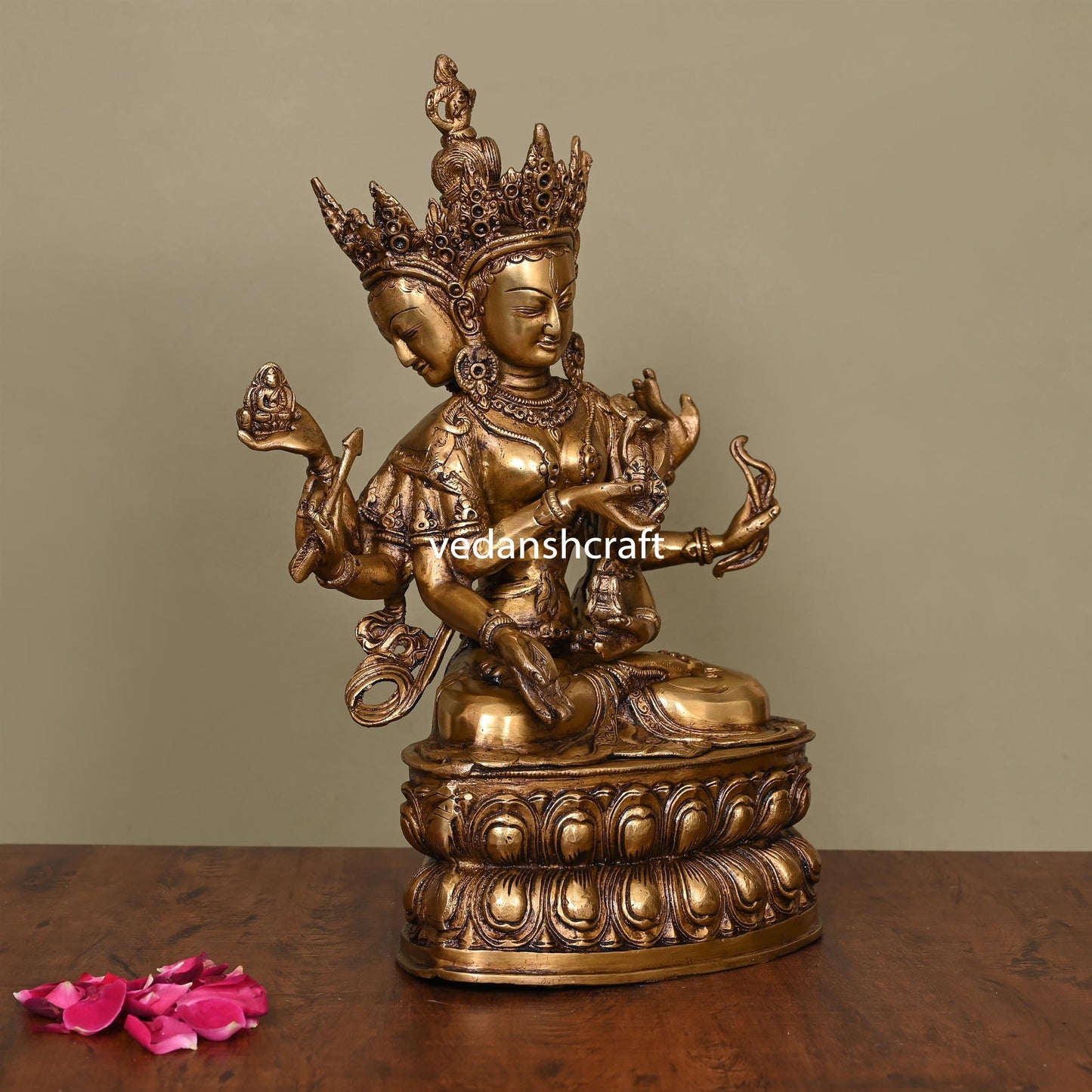 Brass Three Face Tara Idol (14.5 Inch)