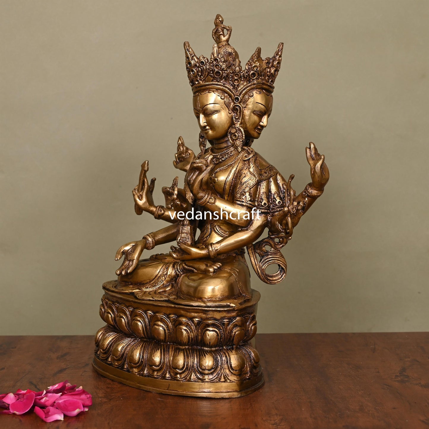 Brass Three Face Tara Idol (14.5 Inch)