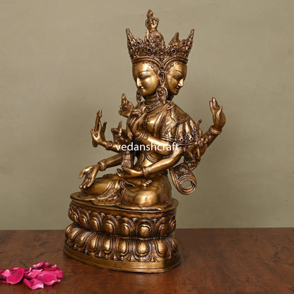 Brass Three Face Tara Idol (14.5 Inch)