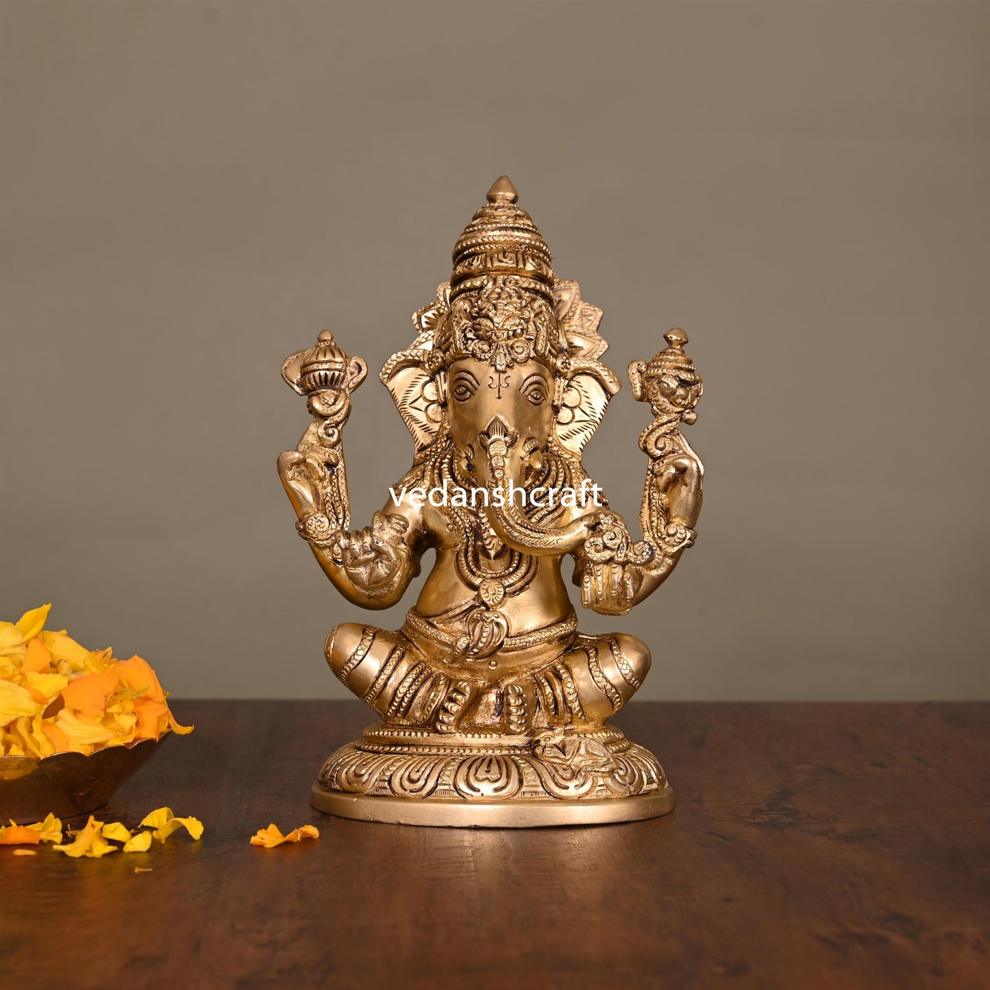 Brass Lord Ganesha Idol (7.5 Inch)