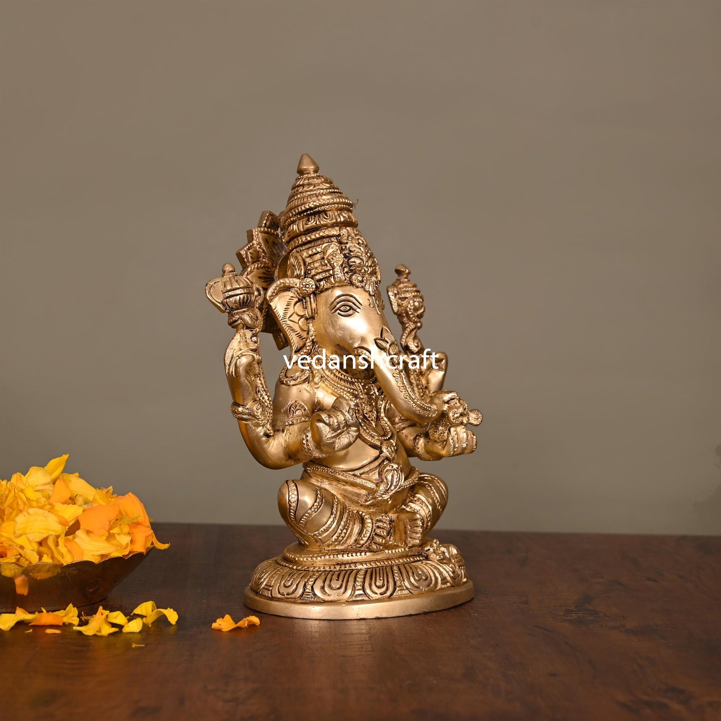 Brass Lord Ganesha Idol (7.5 Inch)