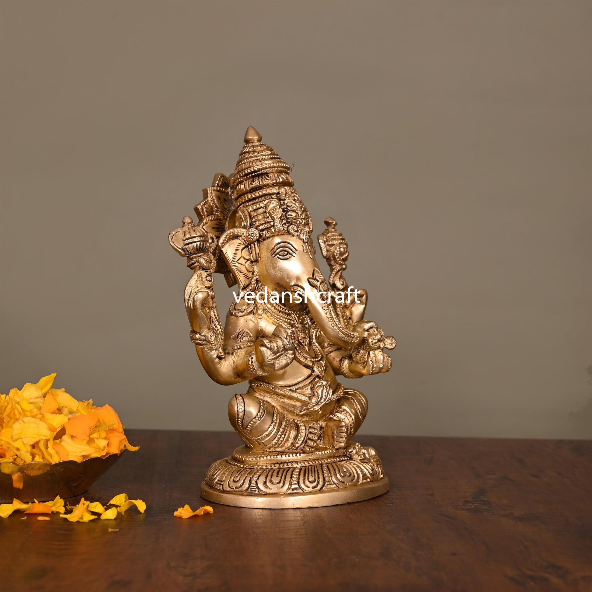 Brass Lord Ganesha Idol (7.5 Inch)