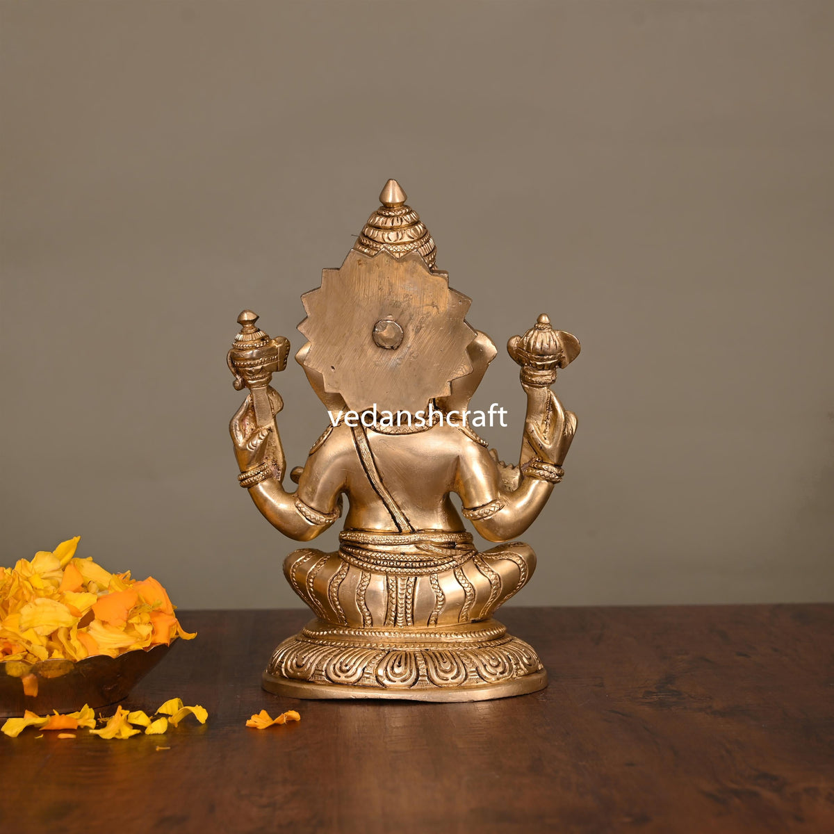 Brass Lord Sitting Ganesha Idol (7.5 Inch)