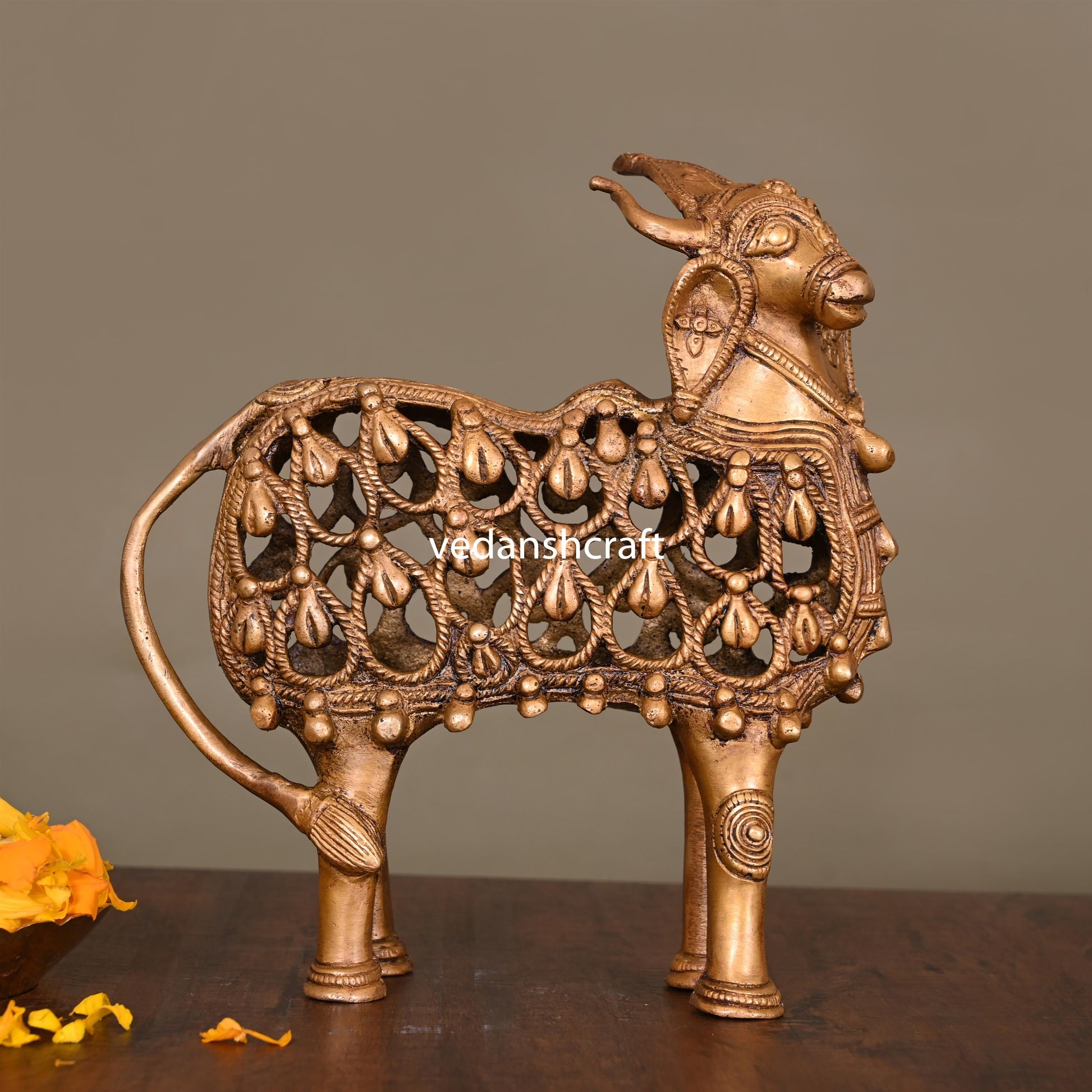 Brass Standing Jali Nandi Idol (9.5 Inch)