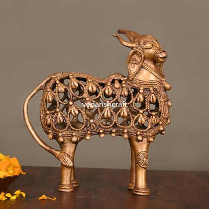 Brass Standing Jali Nandi Idol (9.5 Inch)