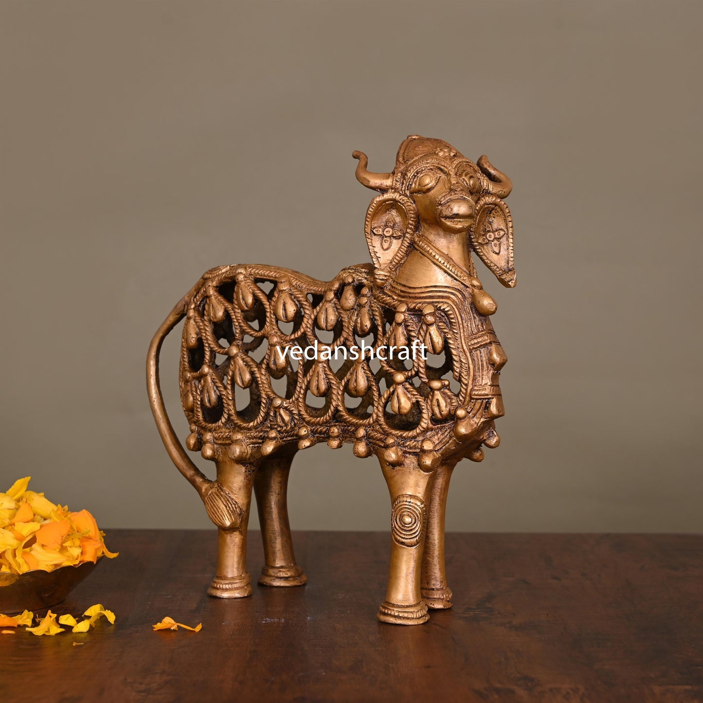 Brass Standing Jali Nandi Idol (9.5 Inch)