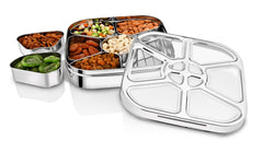Praylady Tristar Dry Fruit Box & Masala Box | 25 CM | Food-Grade Stainless Steel | 7 Compartments for Nuts & Spices