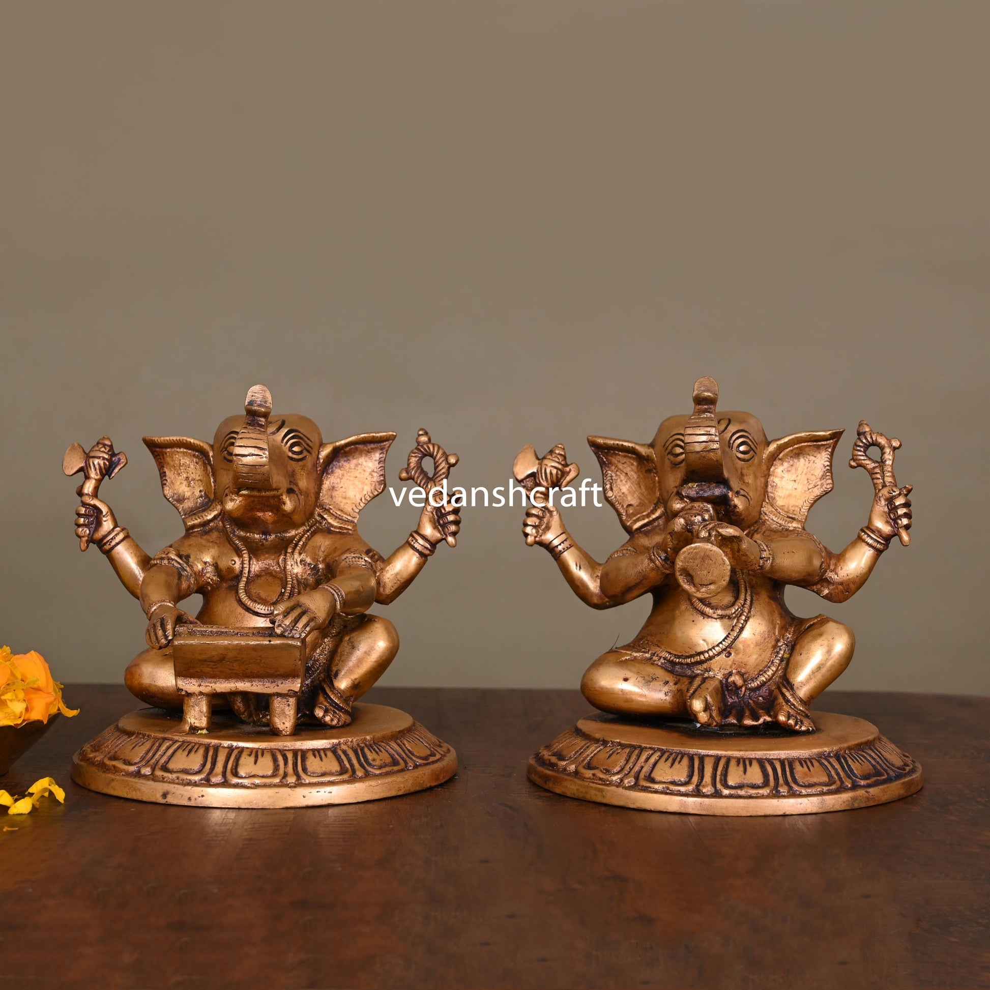 Brass Musical Ganesha Set (5.5 Inch)