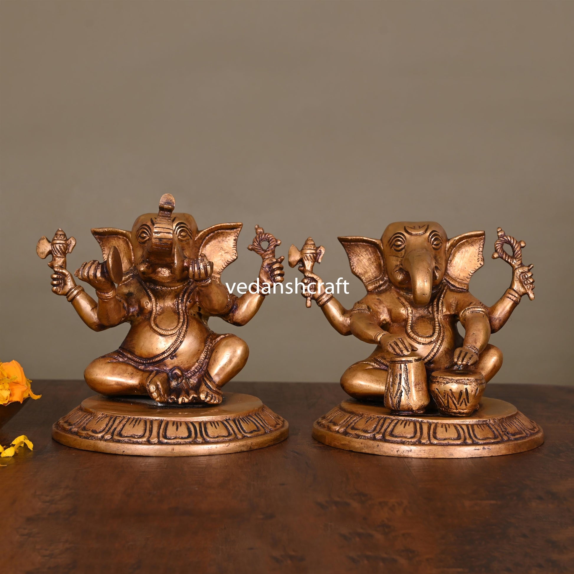 Brass Musical Ganesha Set (5.5 Inch)