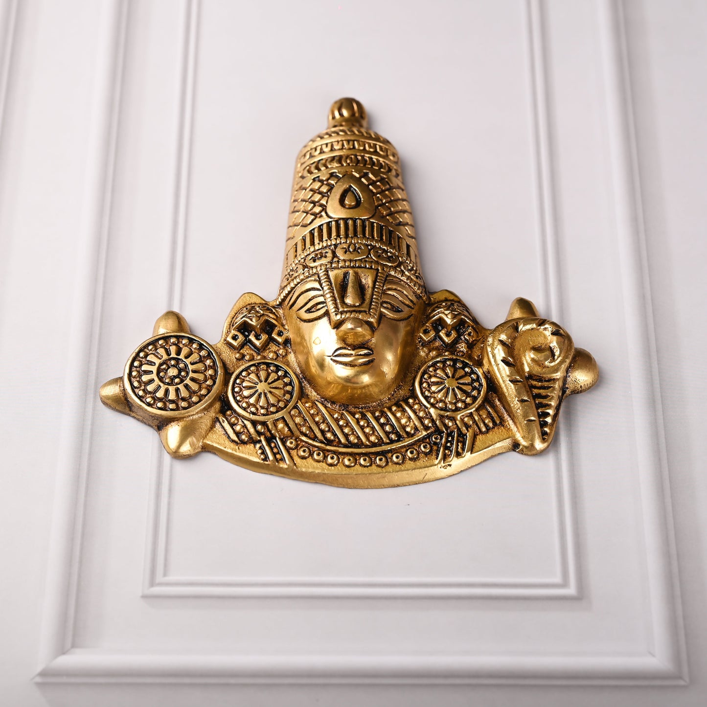 Brass Handcrafted Tirupati Balaji/Venkateshwar Face Wall Hanging (6 Inch)