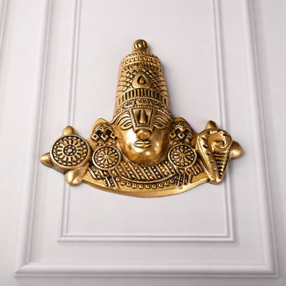 Brass Handcrafted Tirupati Balaji/Venkateshwar Face Wall Hanging (6 Inch)