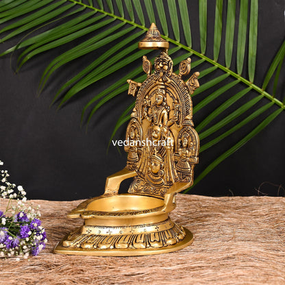 Brass Mookambika Devi Diya/Lamp (12 Inch)