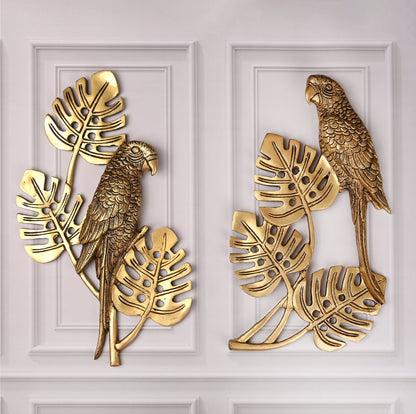 Brass Handcrafted Parrot Wall Hanging Pair – Traditional Brass Decor (12.5 Inch)