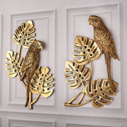 Brass Handcrafted Parrot Wall Hanging Pair – Traditional Brass Decor (12.5 Inch)