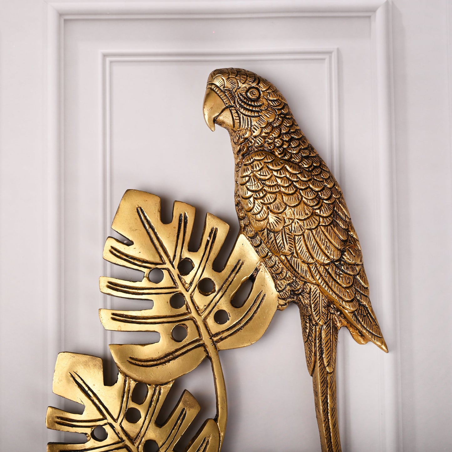 Brass Handcrafted Parrot Wall Hanging Pair – Traditional Brass Decor (12.5 Inch)