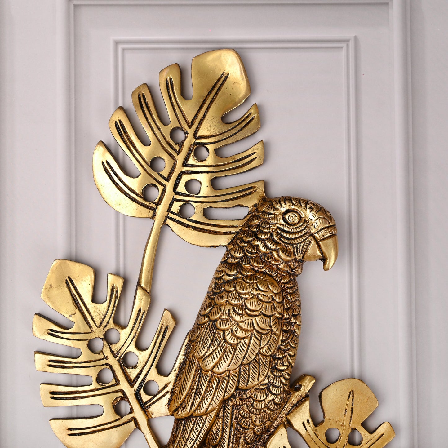 Brass Handcrafted Parrot Wall Hanging Pair – Traditional Brass Decor (12.5 Inch)