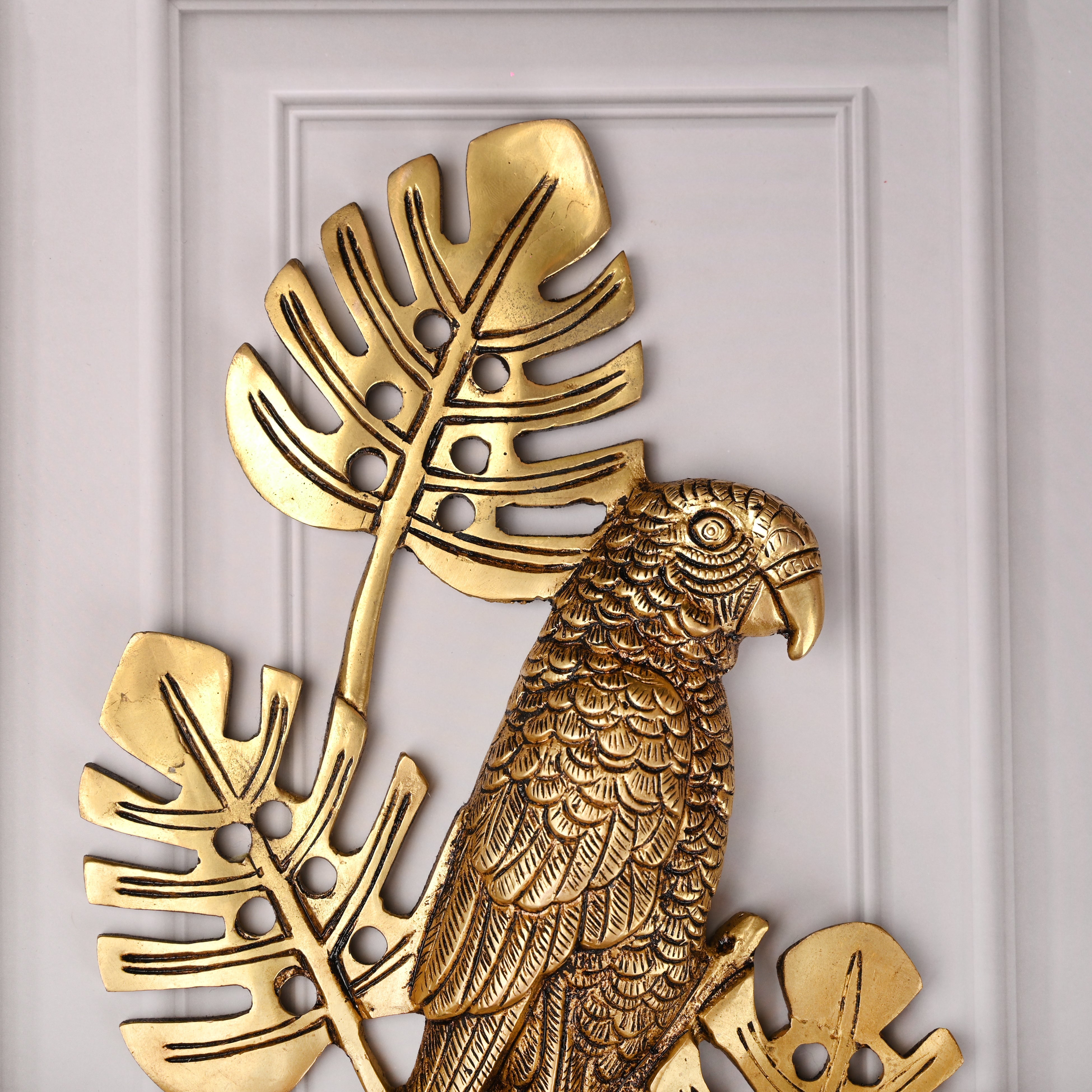 Brass Handcrafted Parrot Wall Hanging Pair – Traditional Brass Decor (12.5 Inch)