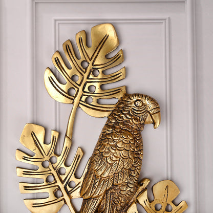 Brass Handcrafted Parrot Wall Hanging Pair – Traditional Brass Decor (12.5 Inch)