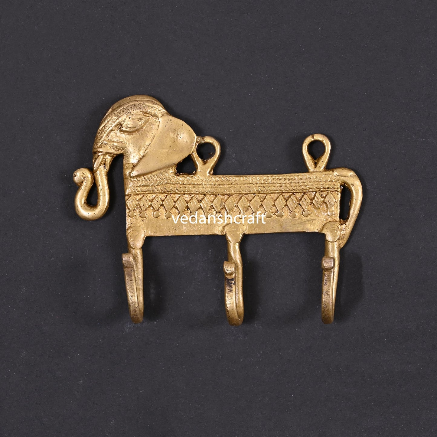 Brass Elephant Wall Key Hanger (4.2 Inch)