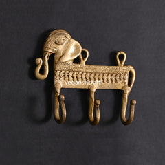 Brass Elephant Wall Key Hanger (4.2 Inch)