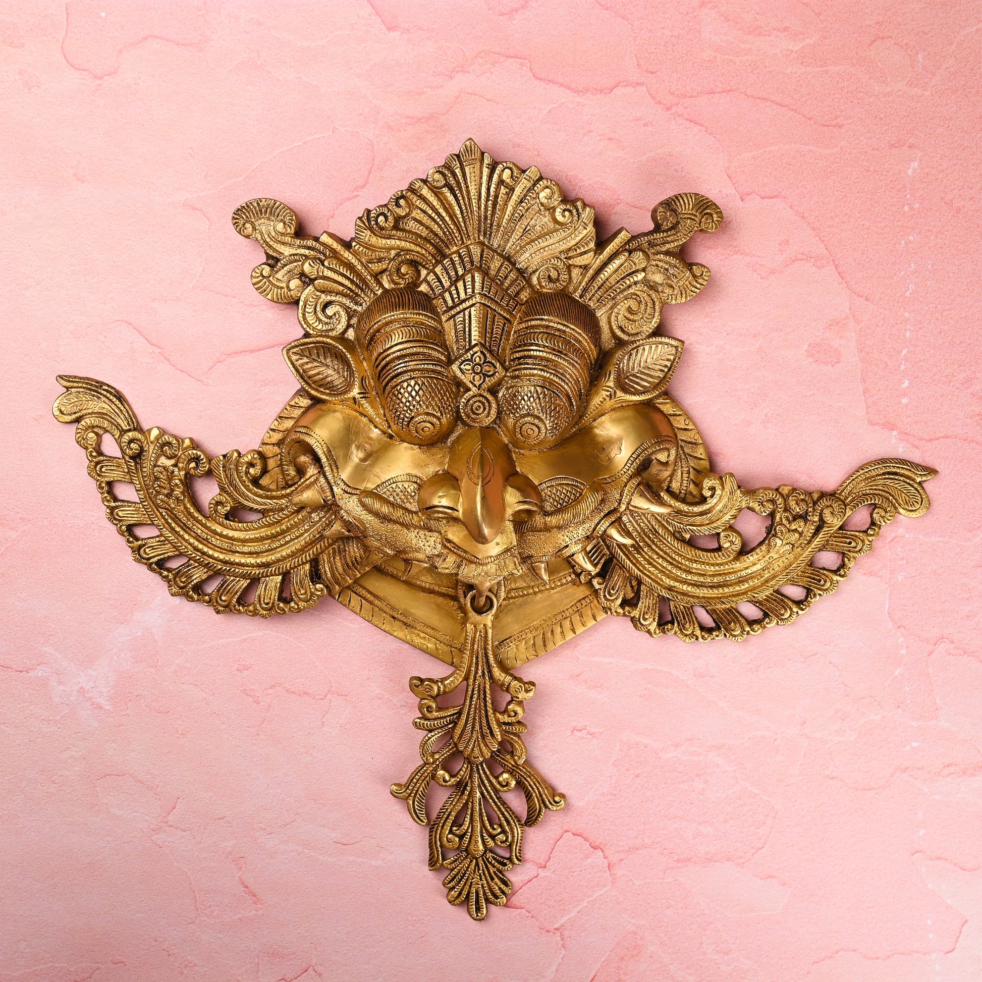 Brass Handcrafted Yali Face Door Knocker – Traditional Indian Brassware (18 Inch)