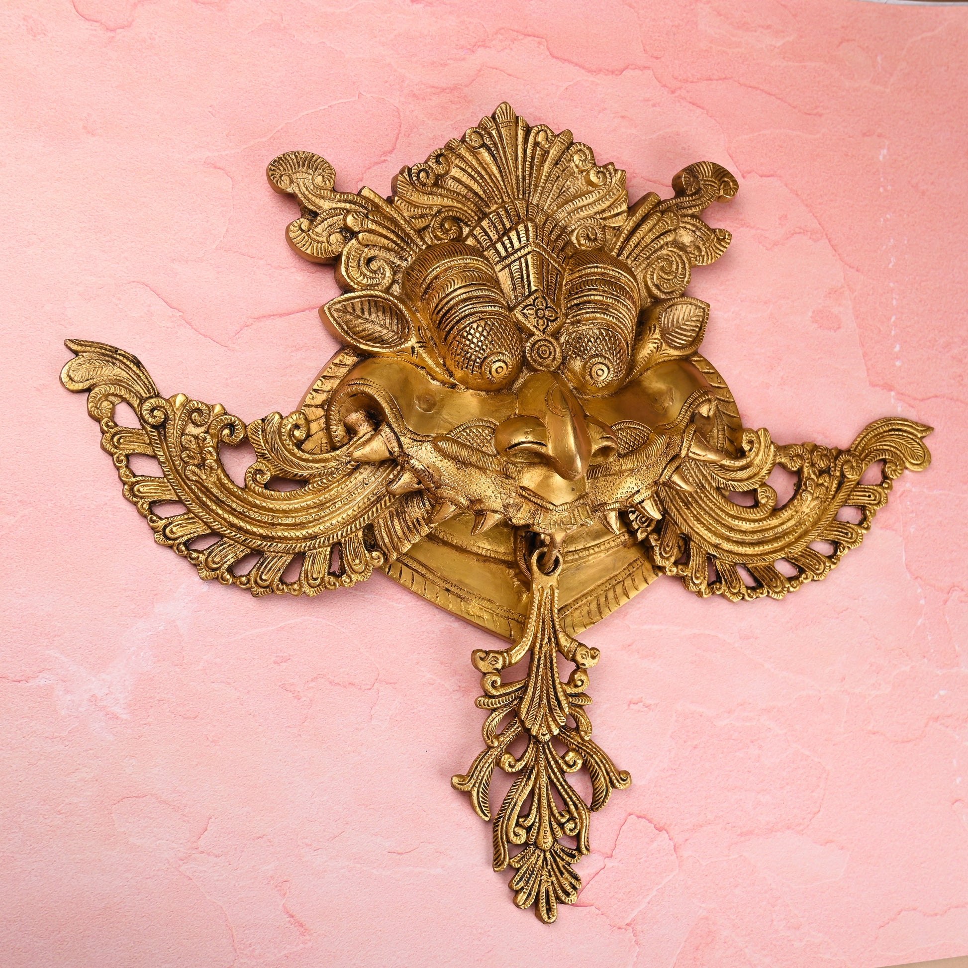 Brass Handcrafted Yali Face Door Knocker – Traditional Indian Brassware (18 Inch)