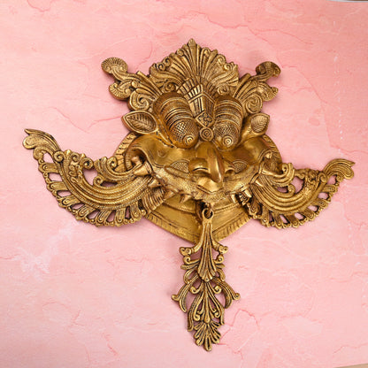 Brass Handcrafted Yali Face Door Knocker – Traditional Indian Brassware (18 Inch)