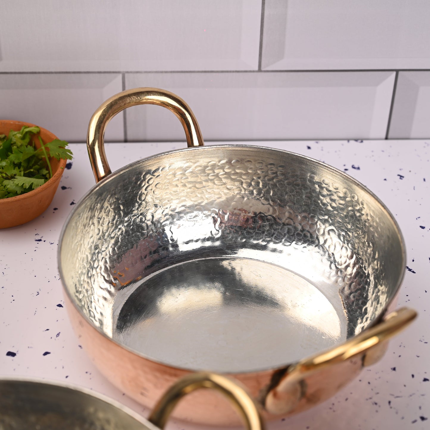 Copper Handcrafted Kadhai Set of Three – Premium Brassware