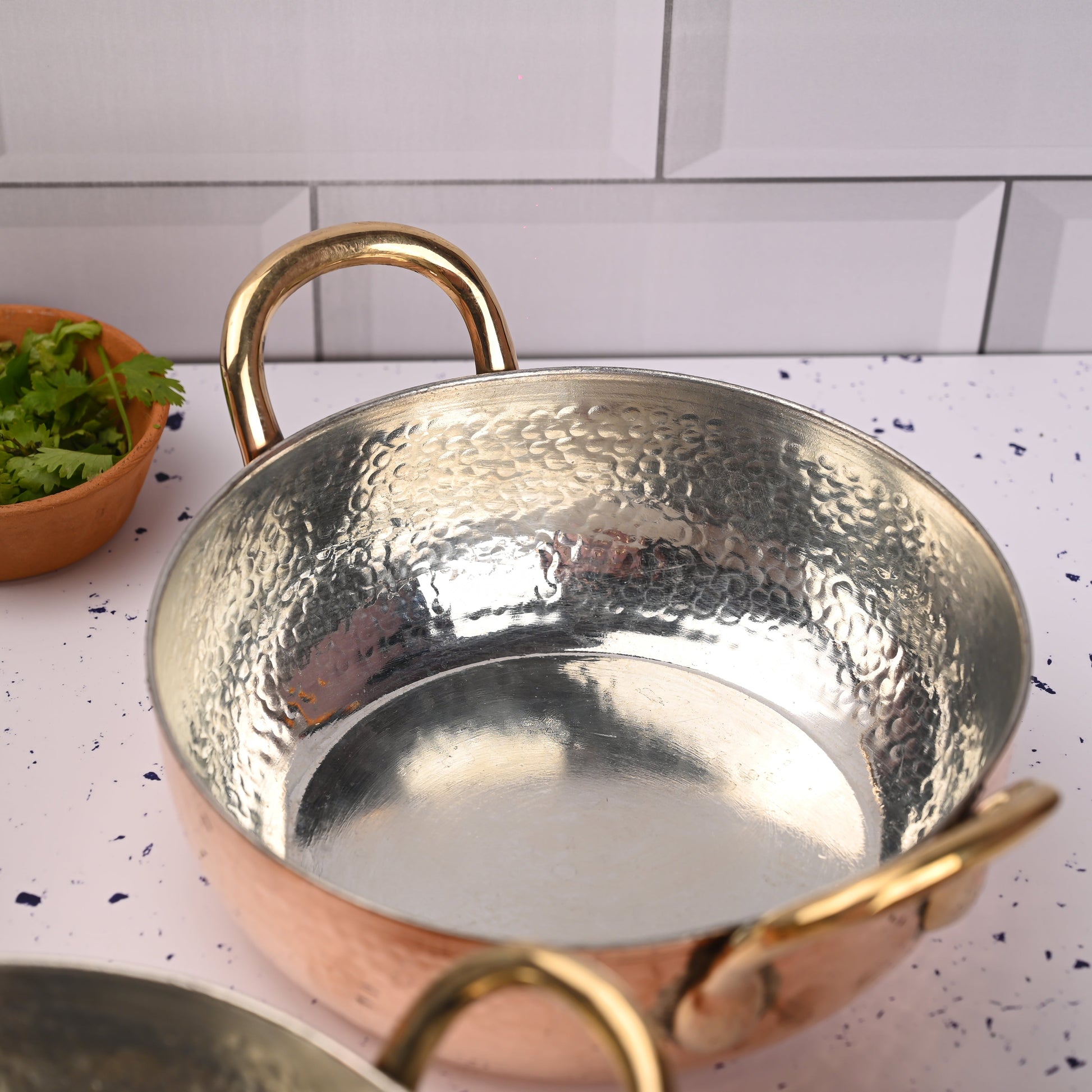 Copper Handcrafted Kadhai Set of Three – Premium Brassware