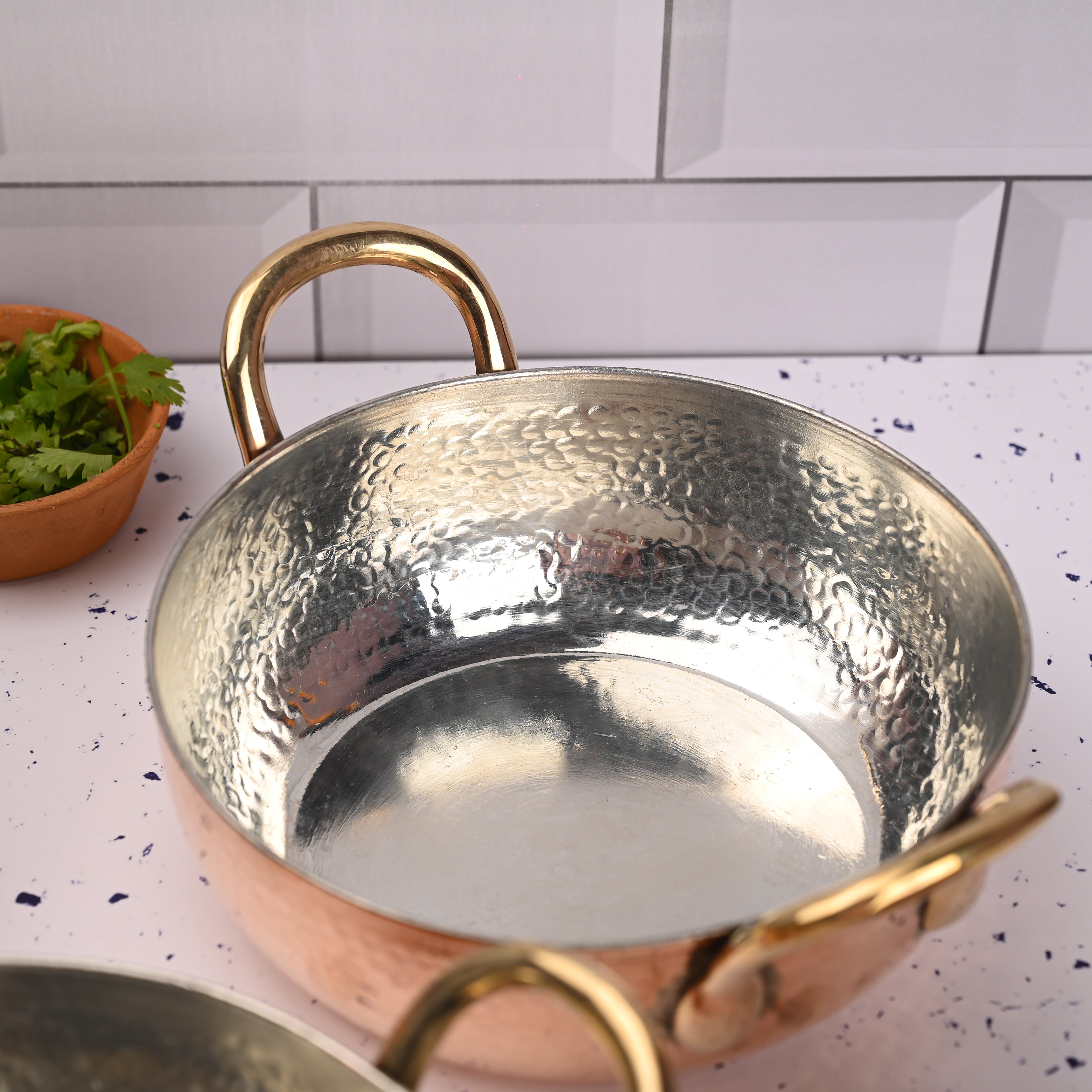Copper Handcrafted Kadhai Set of Three – Premium Brassware