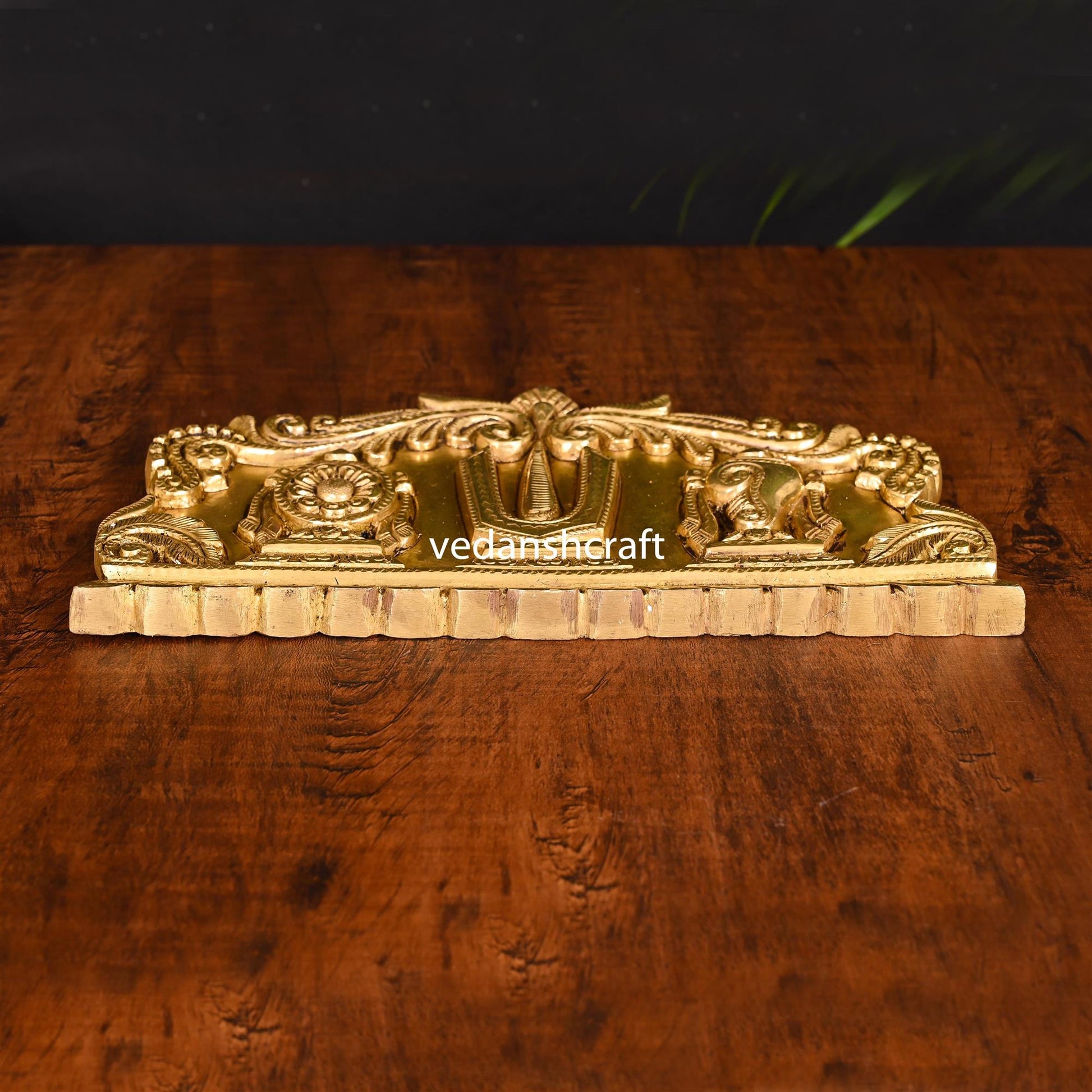 Brass Shankh Chakra Namah Wall Hanging (5 Inch)