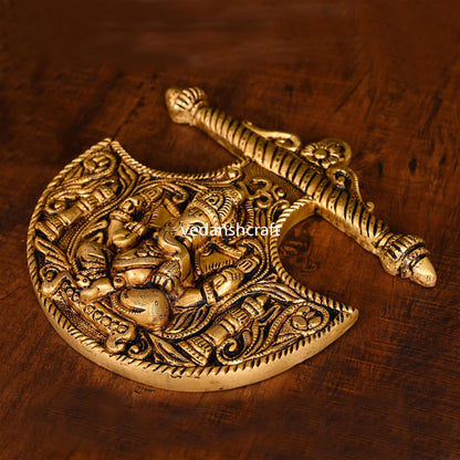 Brass Ganesha And Lakshmi Wall Hanging Set (8 Inch)