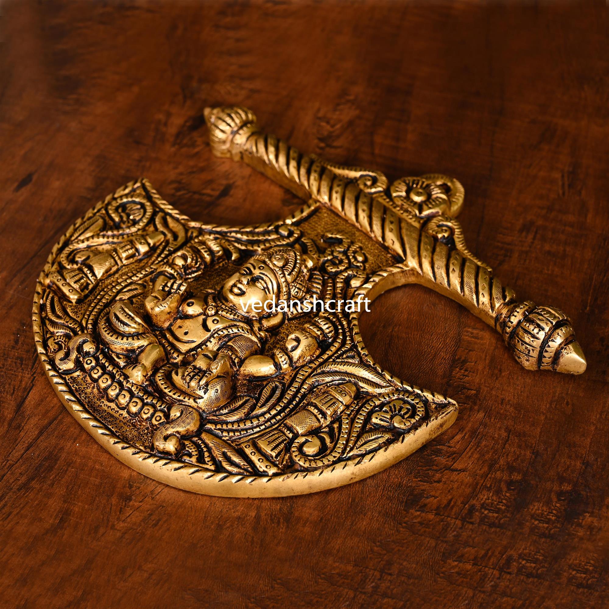 Brass Ganesha And Lakshmi Wall Hanging Set (8 Inch)