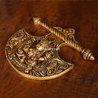 Brass Ganesha And Lakshmi Wall Hanging Set (8 Inch)