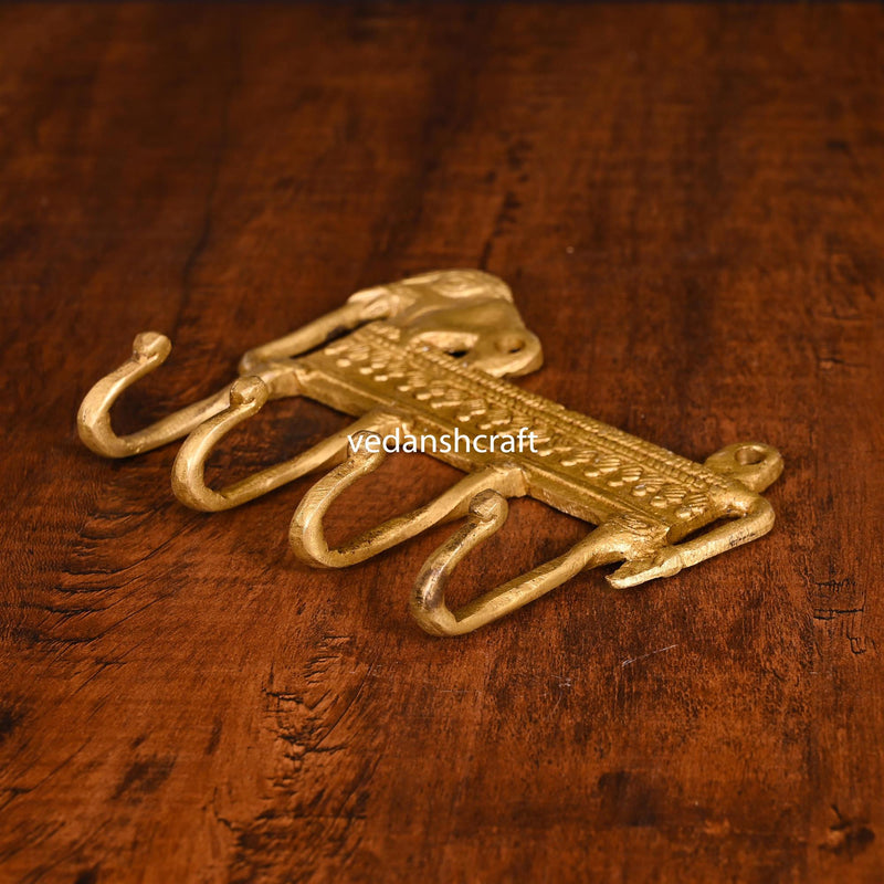 Brass Elephant Wall Key Hanger (5 Inch)