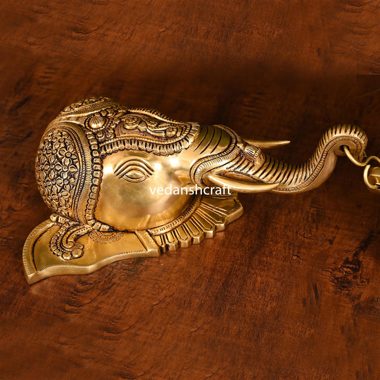 Brass Superfine Ganesha With Bell Wall Hanging (15 Inch)