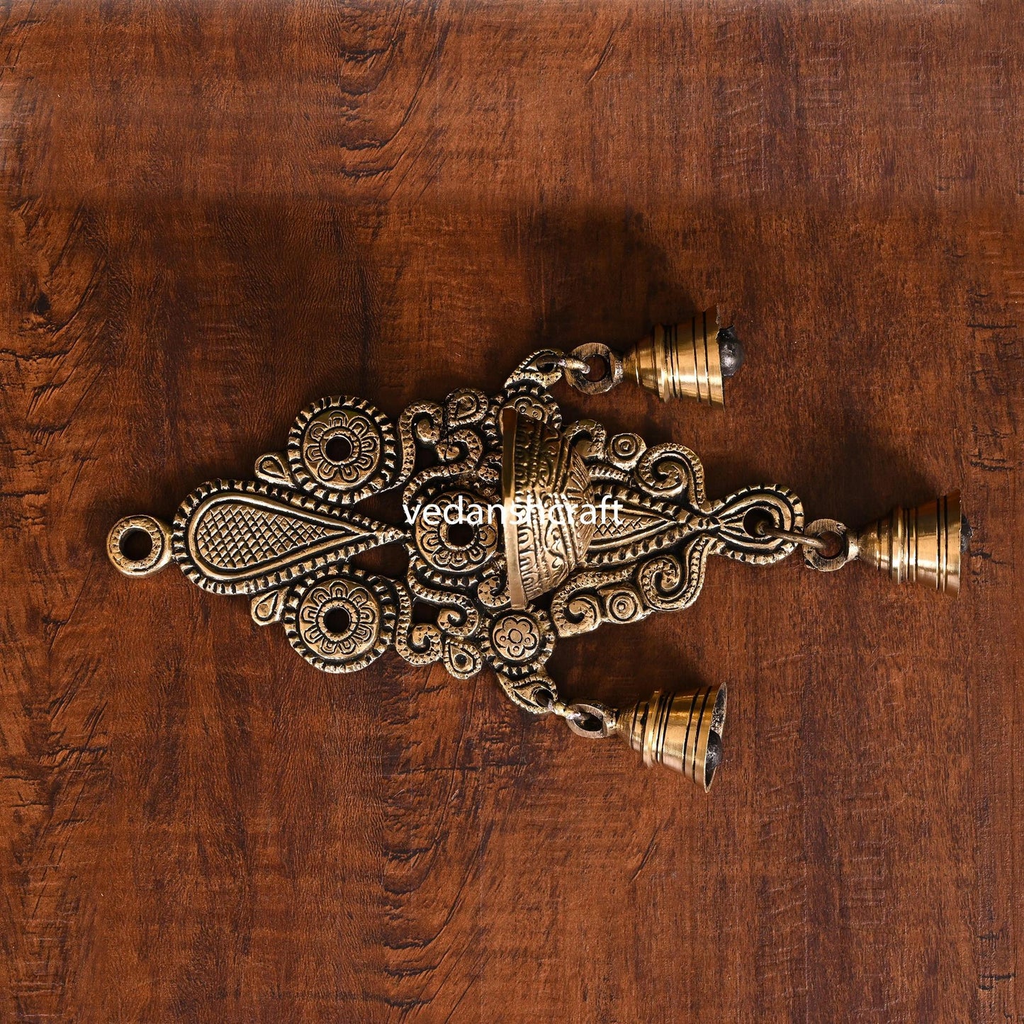 Brass Wall Hanging Diya With Bell (8.5 Inch)