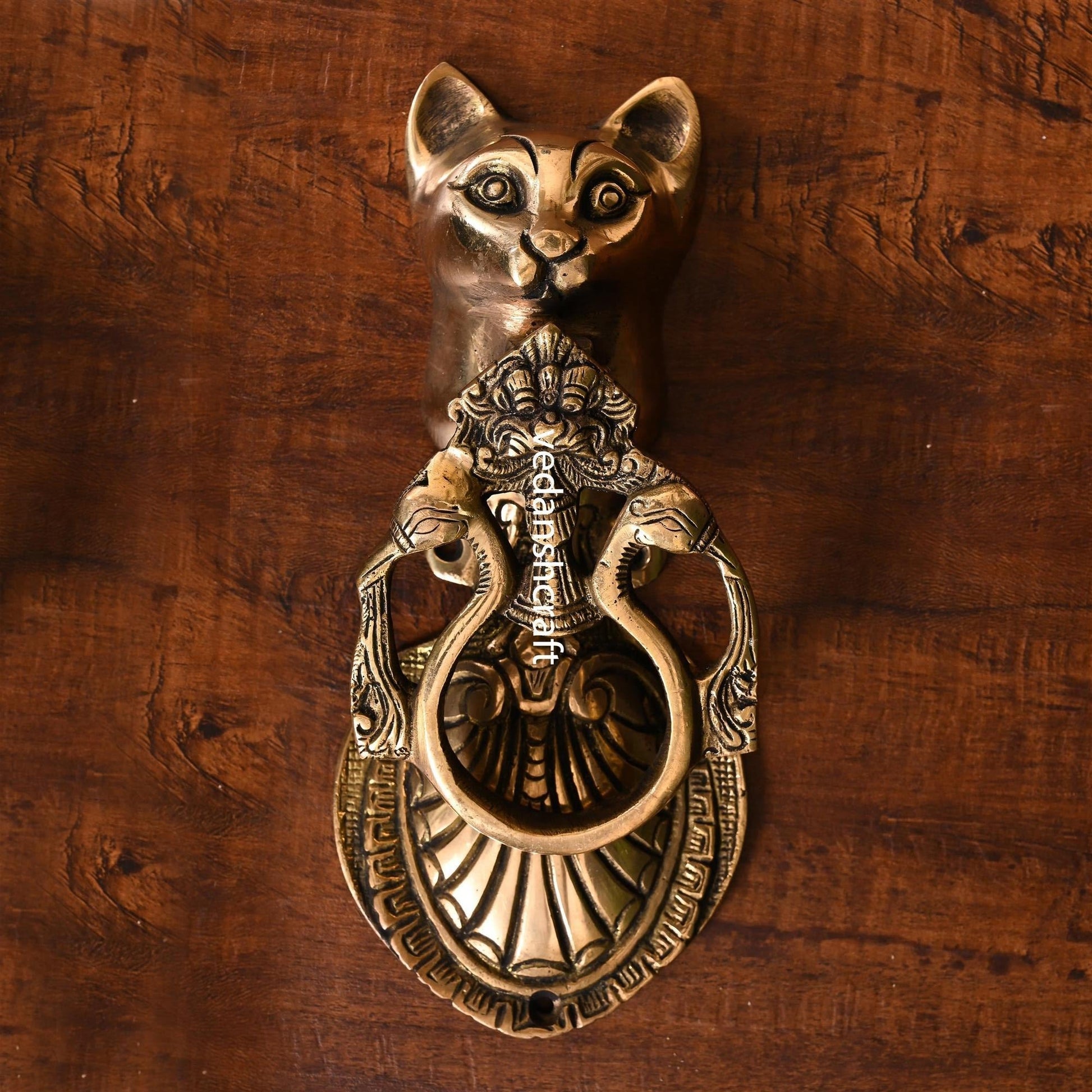 Brass Cat Door Knocker (8.5 Inch)