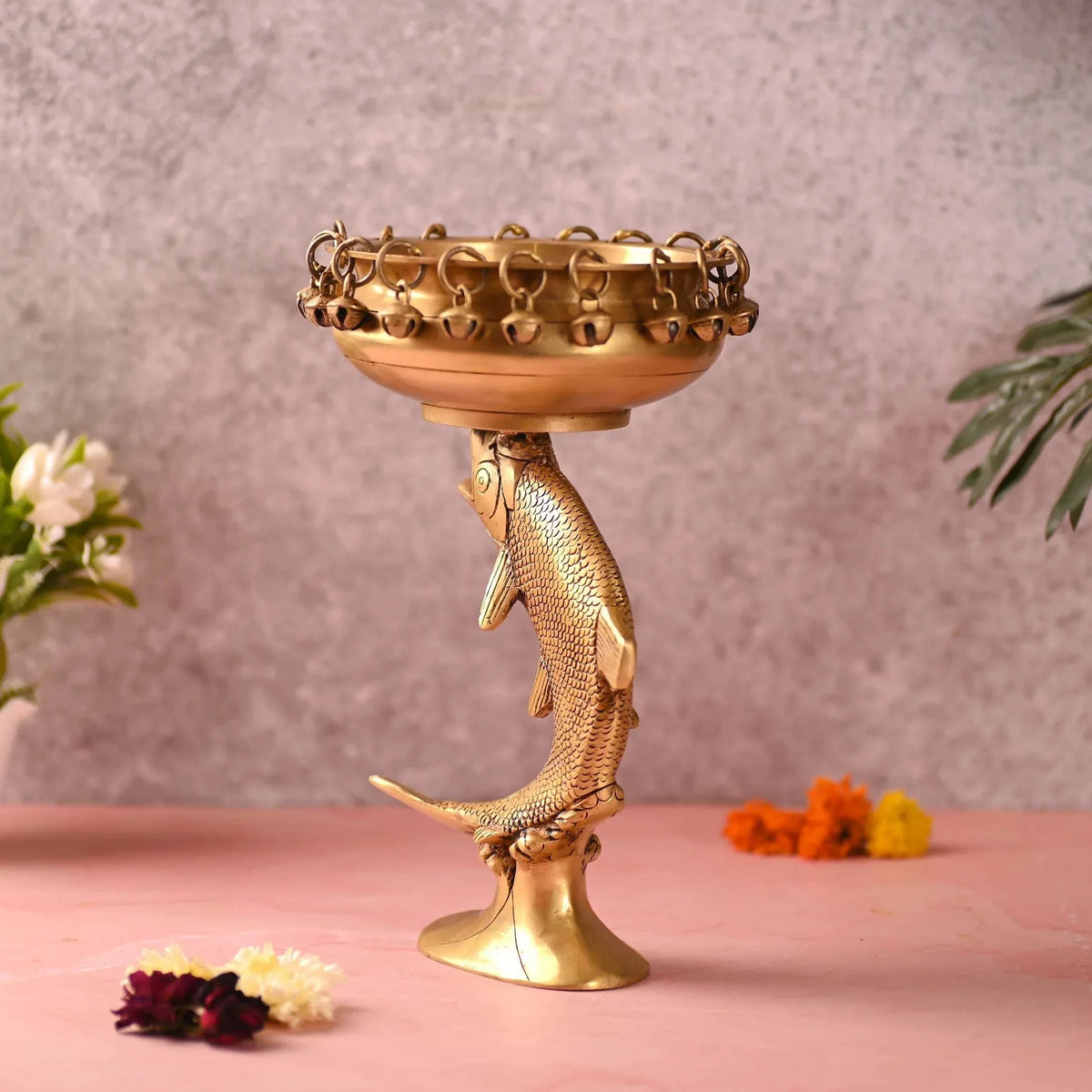 Brass Fish Urli (10 Inch)