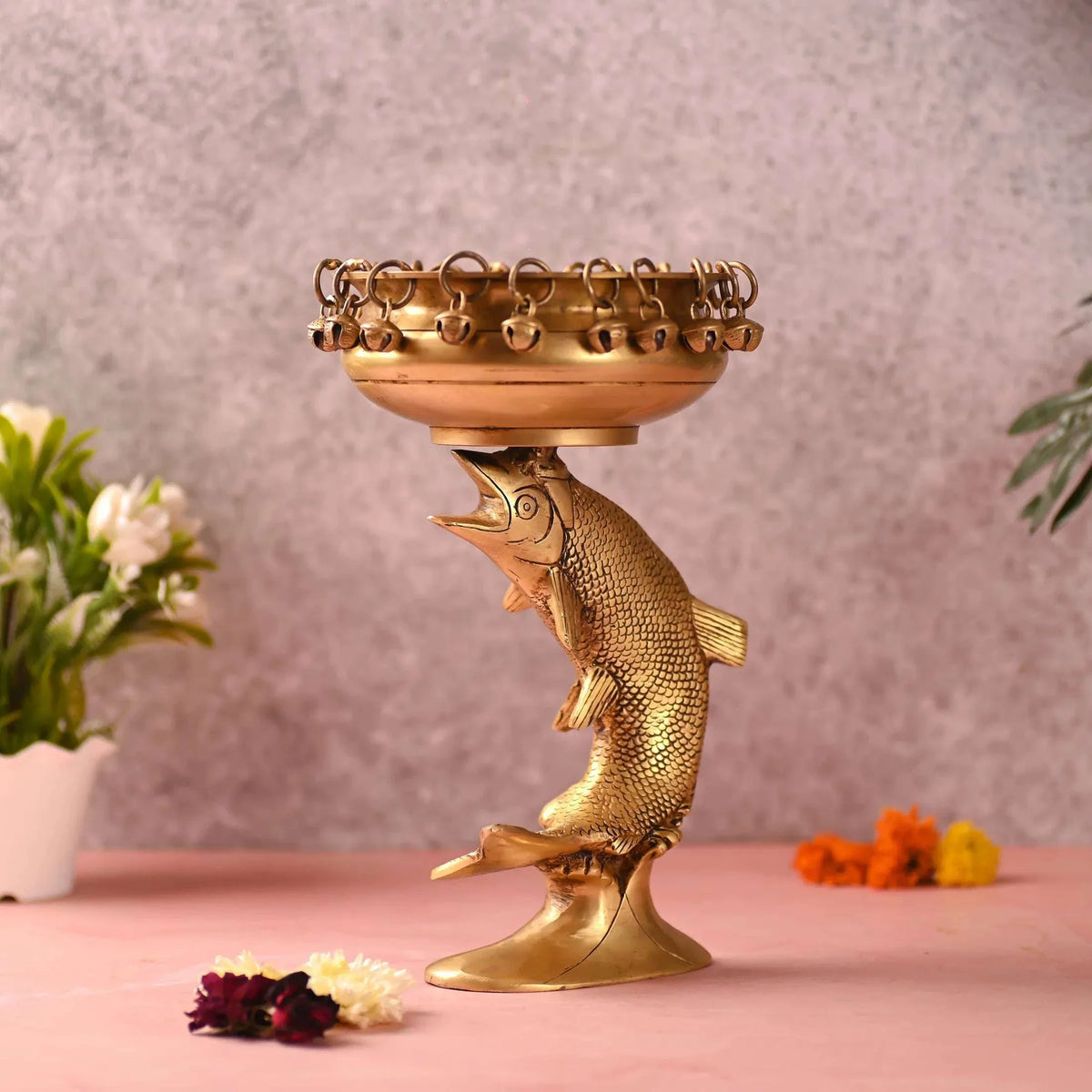 Brass Fish Urli (10 Inch)